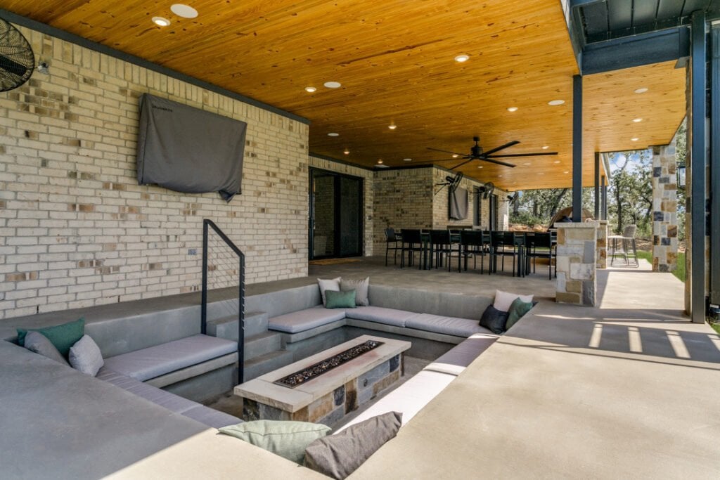 Covered lower-level patio at The Gathering House