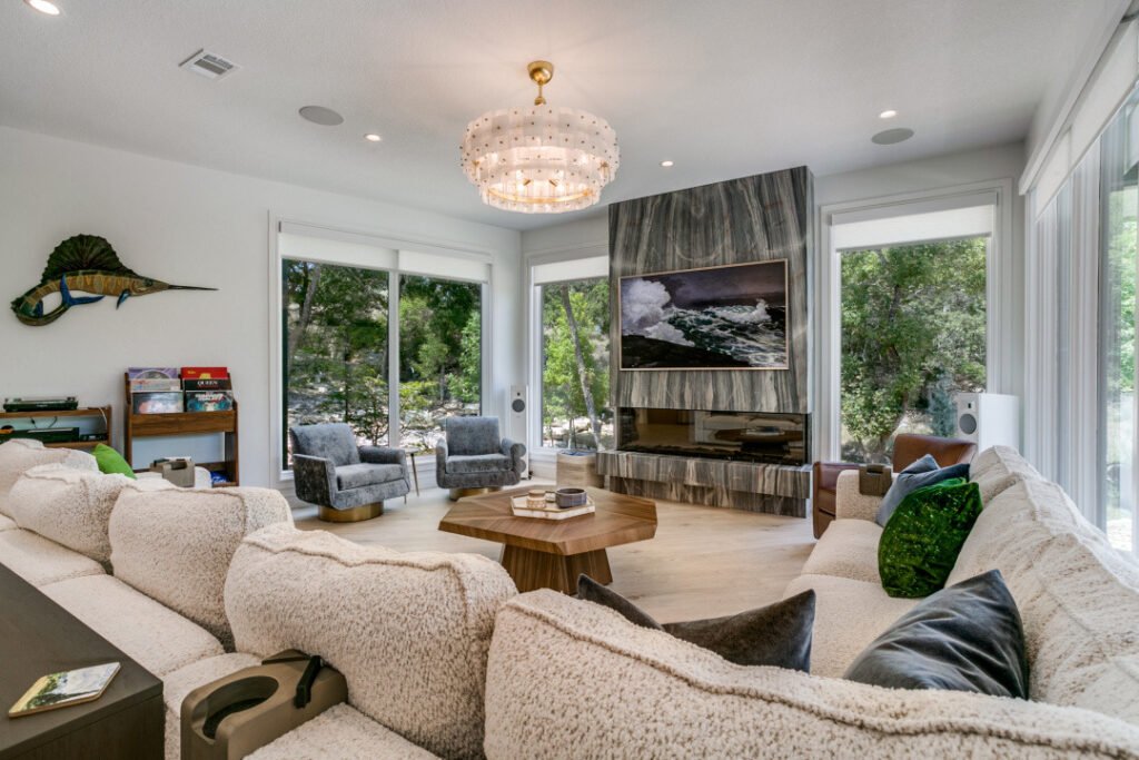 Fireplace in an Edge Crew custom home