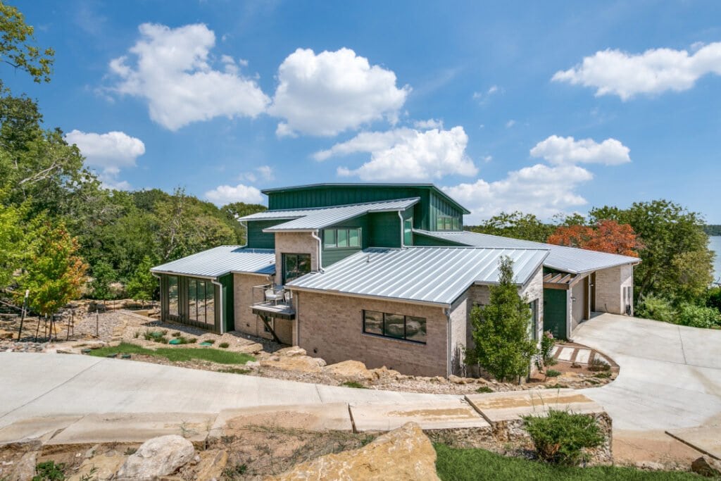 Modern custom home exterior built by Edge Crew Custom Homes in North Texas