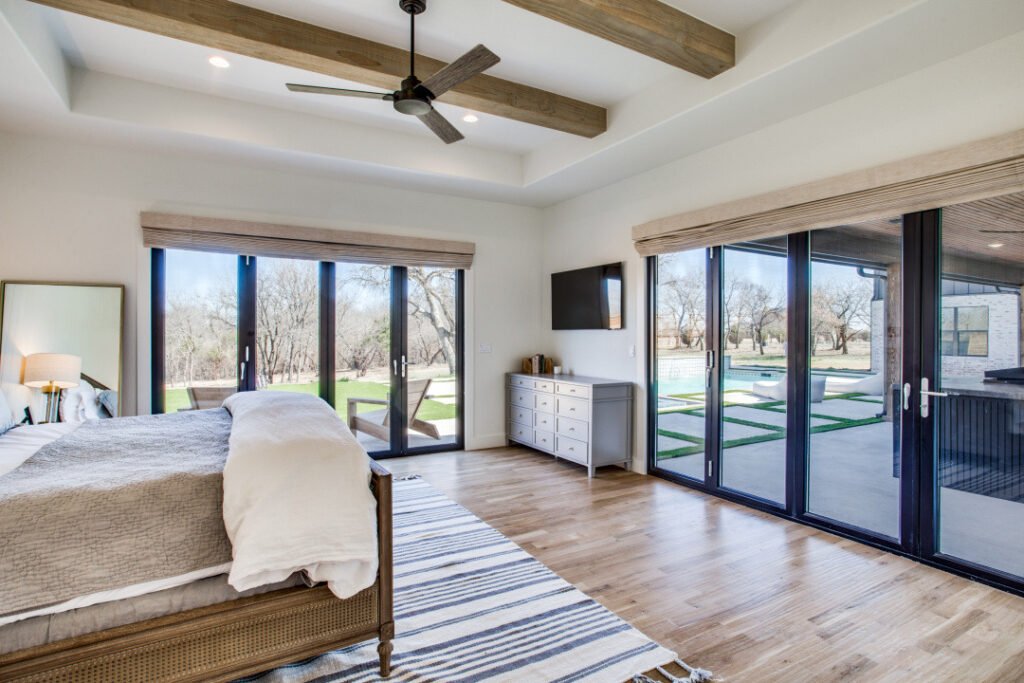Primary bedroom in an Edge Crew custom home