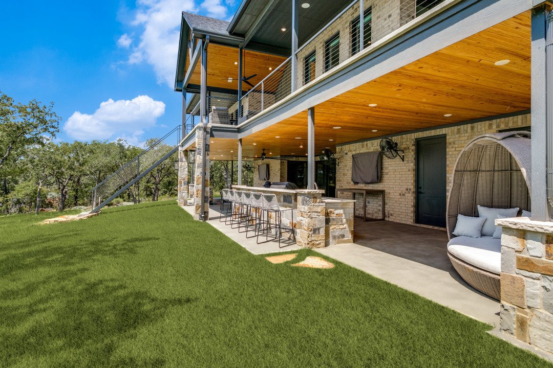 Covered porches overlooking the grounds at The Gathering House